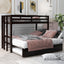 Twin over Pull-out Bunk Bed with Trundle  Espresso - Korvel