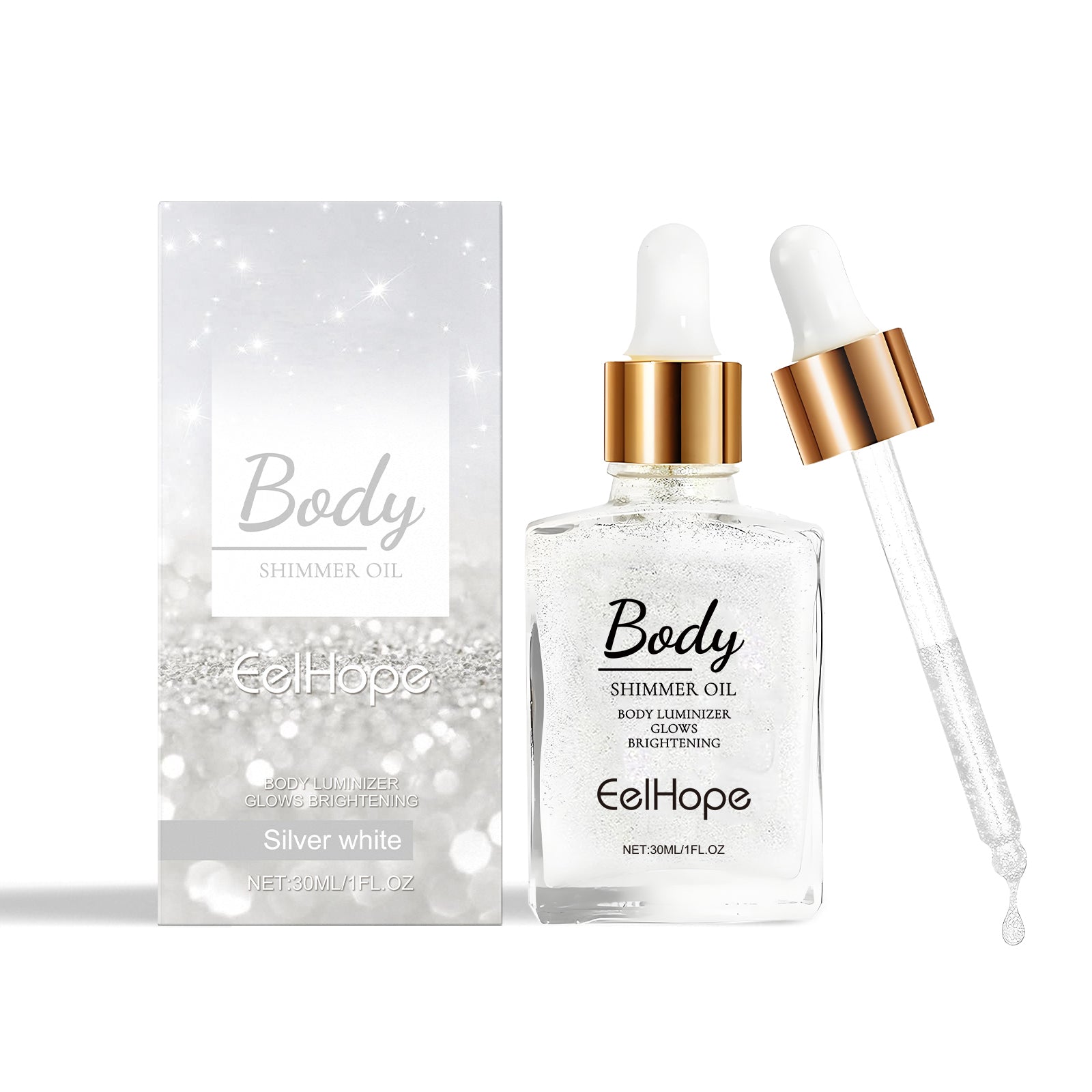 Body Glitter Oil, Facial Body Liquid Highlighter Moisturizer Easy To Apply Party Focus Brightening - Korvel
