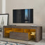 Meuble TV moderne marron avec éclairage LED - Assemblage rapide