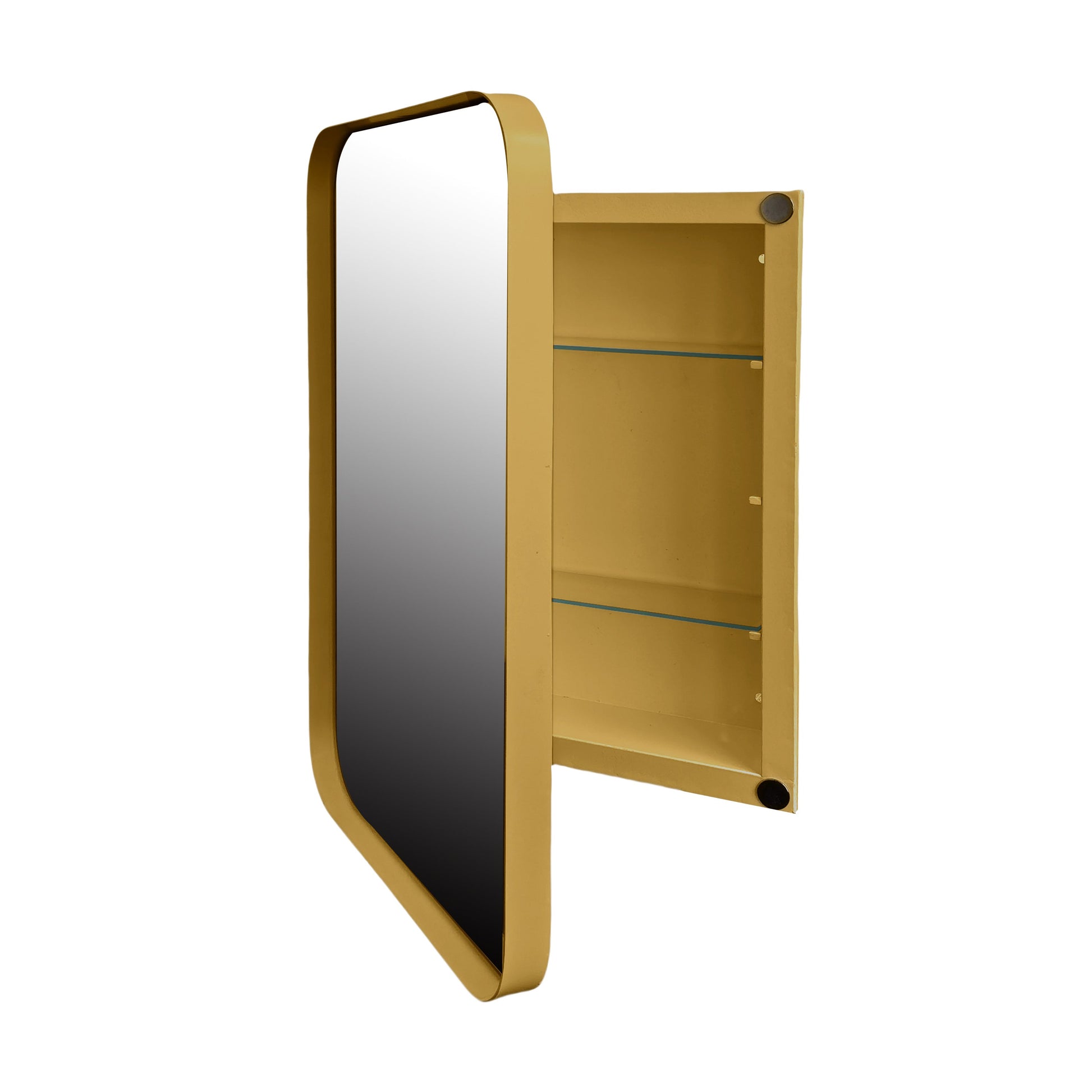 16x24 inch embedded metal frame medicine cabinet with mirror storage cabinet and adjustable shelf matte gold - Korvel