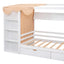 Twin Size House Bed with Two Drawers and Wardrobe - White
