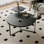 Modern coffee table with two display shelves, Black Faux marble surfaces, Tripod-inspired base,Rounded tabletop edges - Korvel