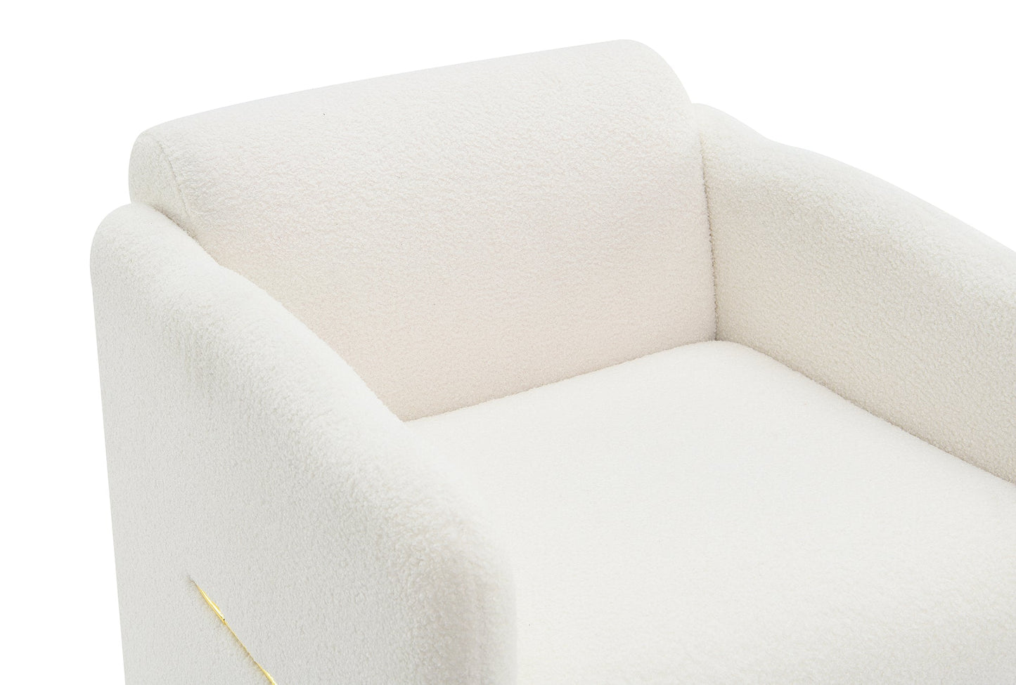 Sofá Blanco Elegante con Reposabrazos Ondulados y Accentos Metálicos