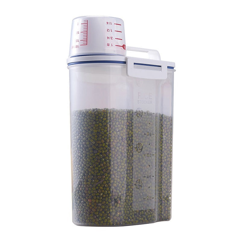 Rice And Cereal Storage Container With Measuring Cup - Korvel