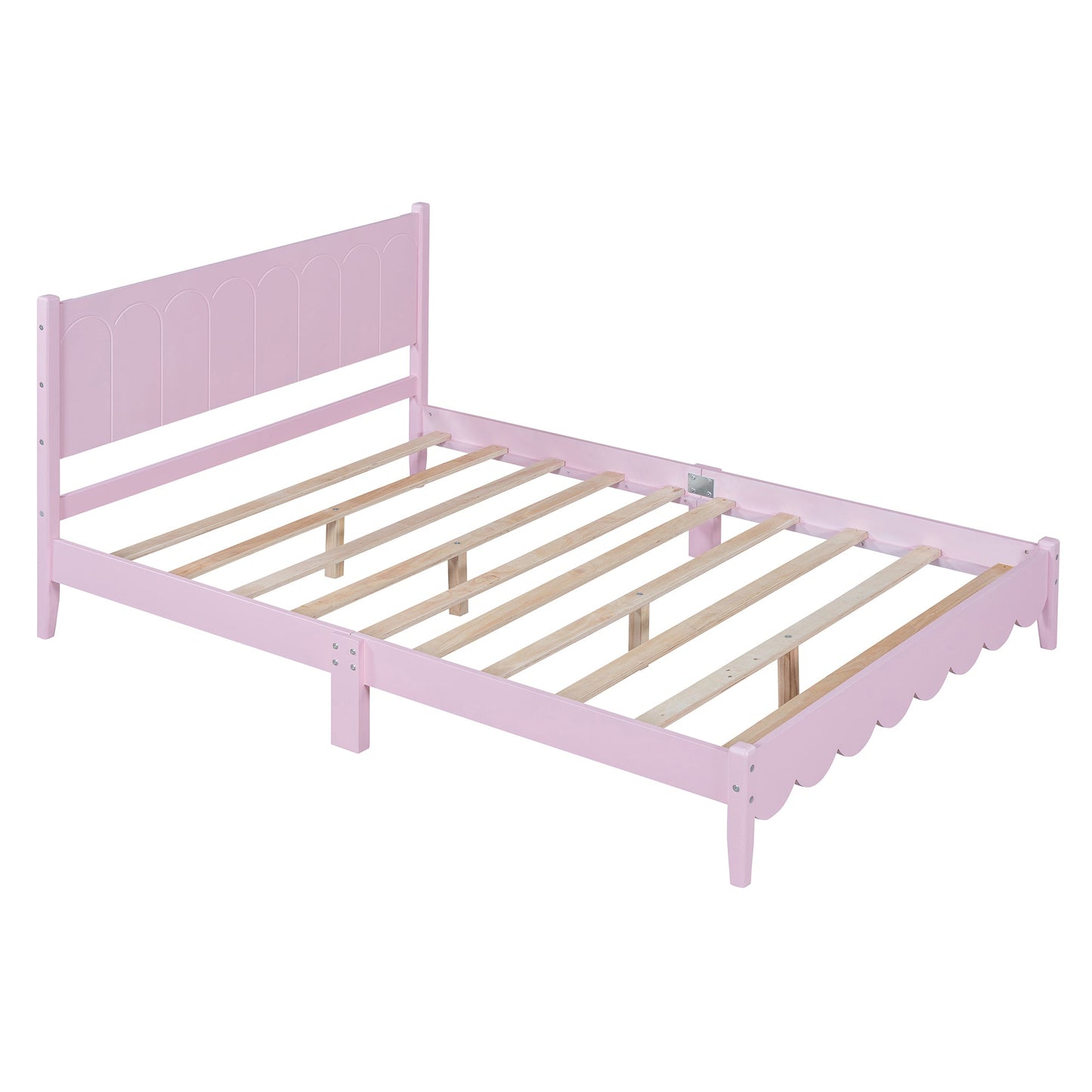 Full Size Retro Pink Wood Platform Bed Frame