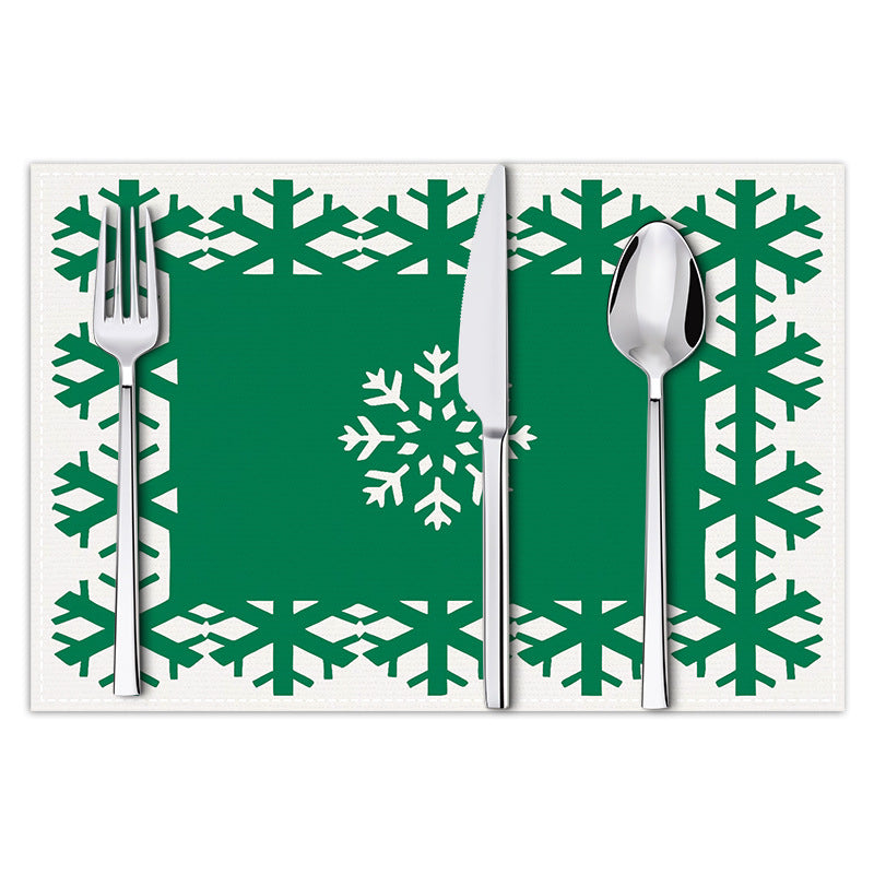 Christmas snowflake print placemat Christmas party decoration table mat living room dining table insulation mat - Korvel