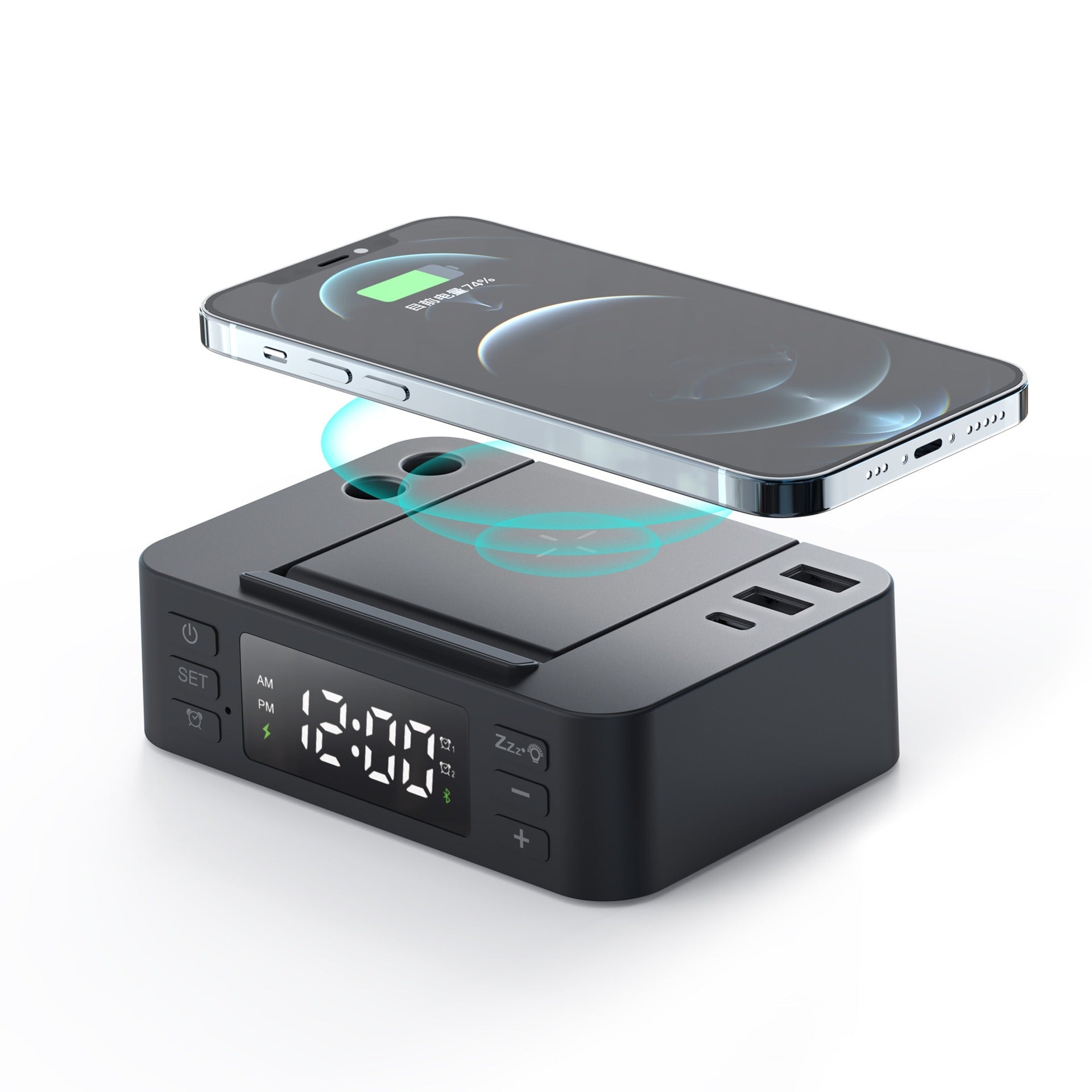 Clock wireless charging phone holder pen holder multifunctional 15W wireless charging fast charging - Korvel