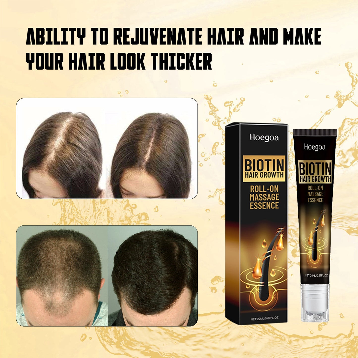 Essence Roll-On de Croissance Capillaire à la Biotine pour Nourrir les Cheveux
