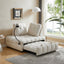 Beige Velvet Modern Sofa with Pull-Out Bed and USB Port