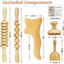 Beech wood therapy scraping cup, meridian dredging roller, tendon rolling stick, scraping board, head massager, massage set - Korvel