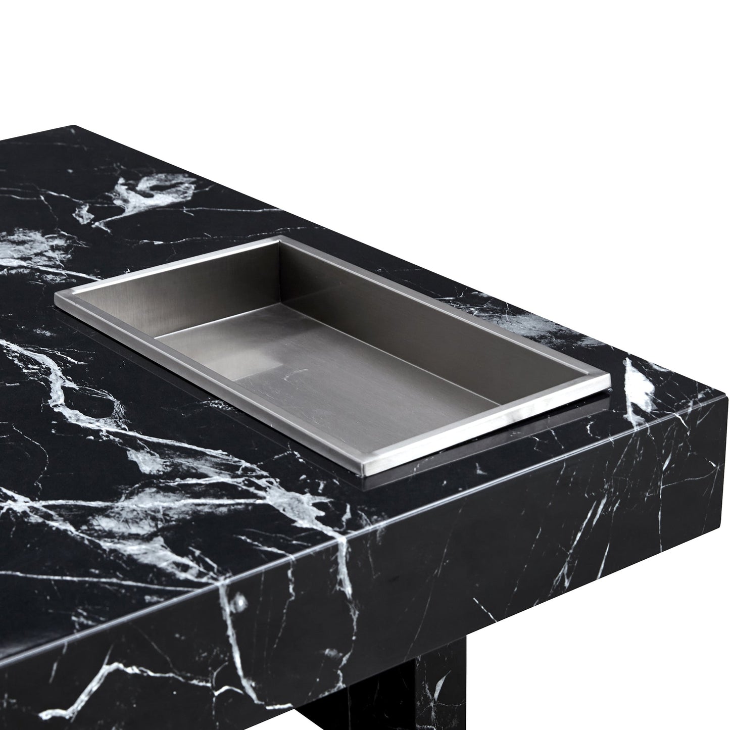 A modern and practical coffee table made of MDF material with black patterns - Korvel