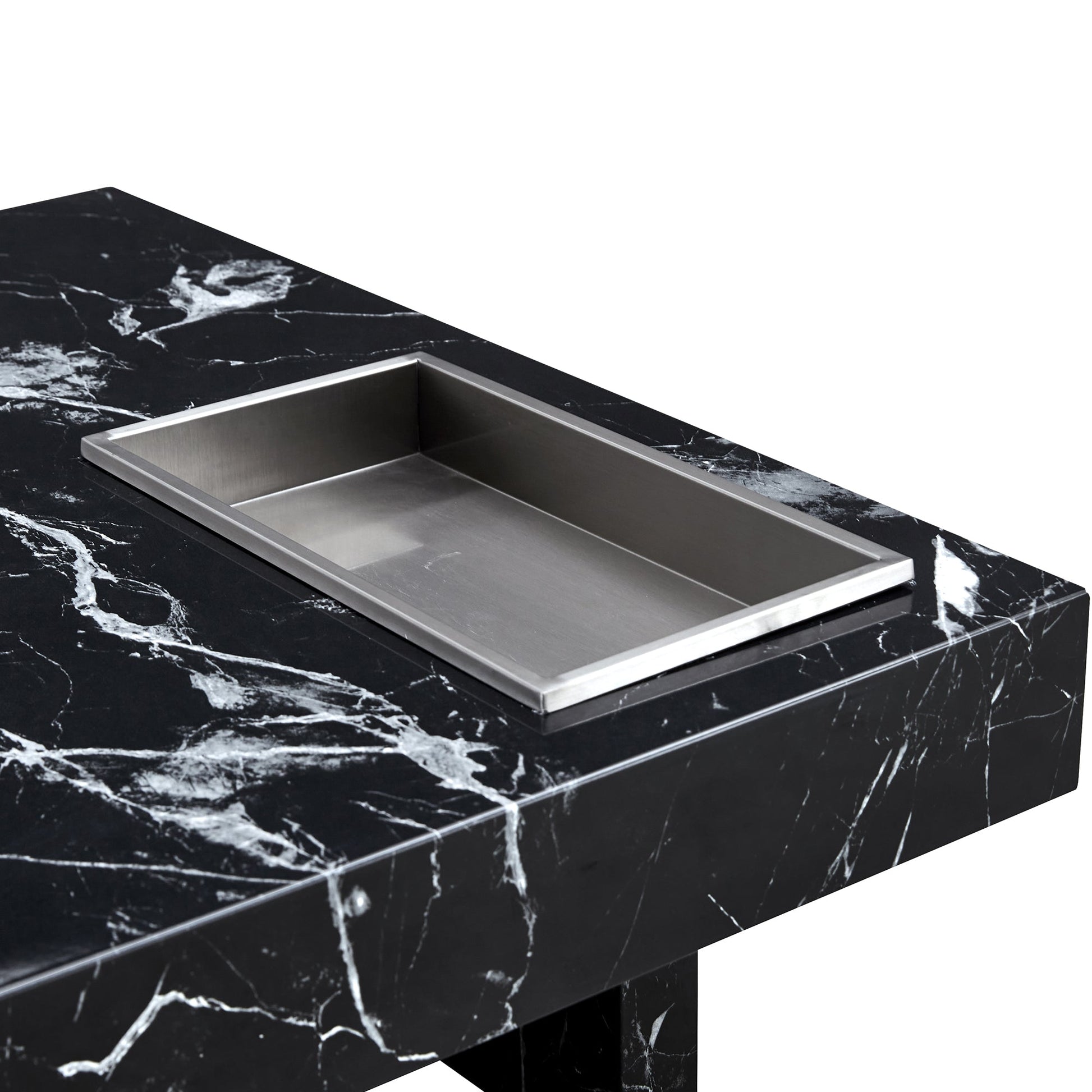 A modern and practical coffee table made of MDF material with black patterns - Korvel