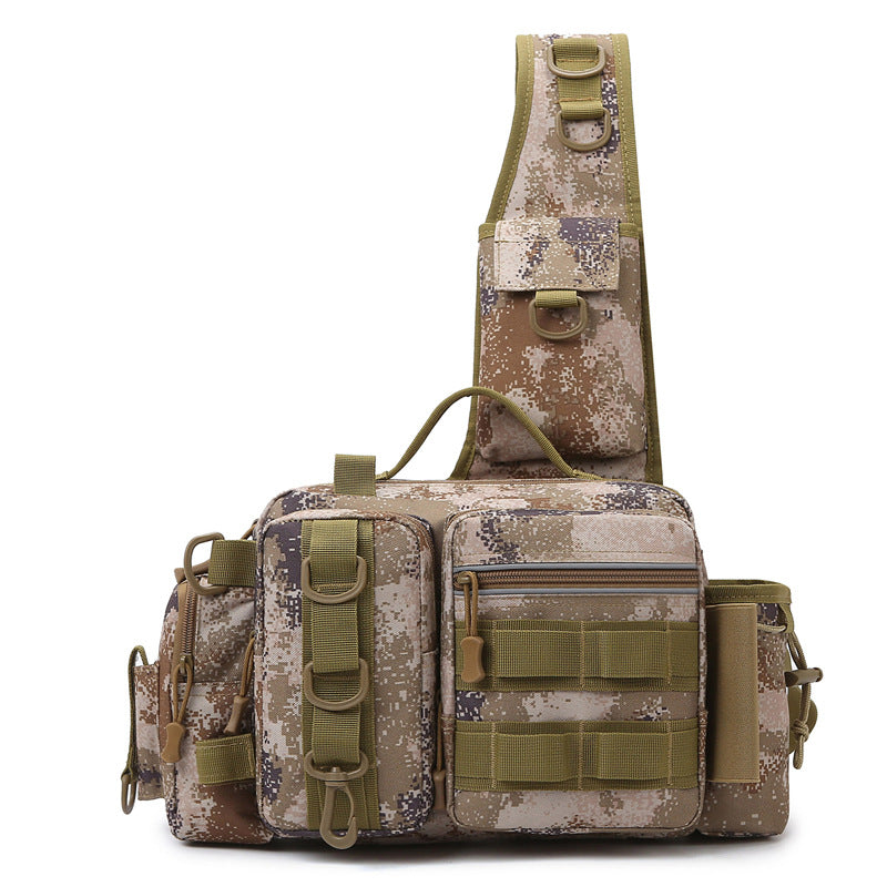 Men's Fishing Backpack: Equipped with bait box, equipment storage bag, pole holder, sling & shoulder bag design. - Korvel