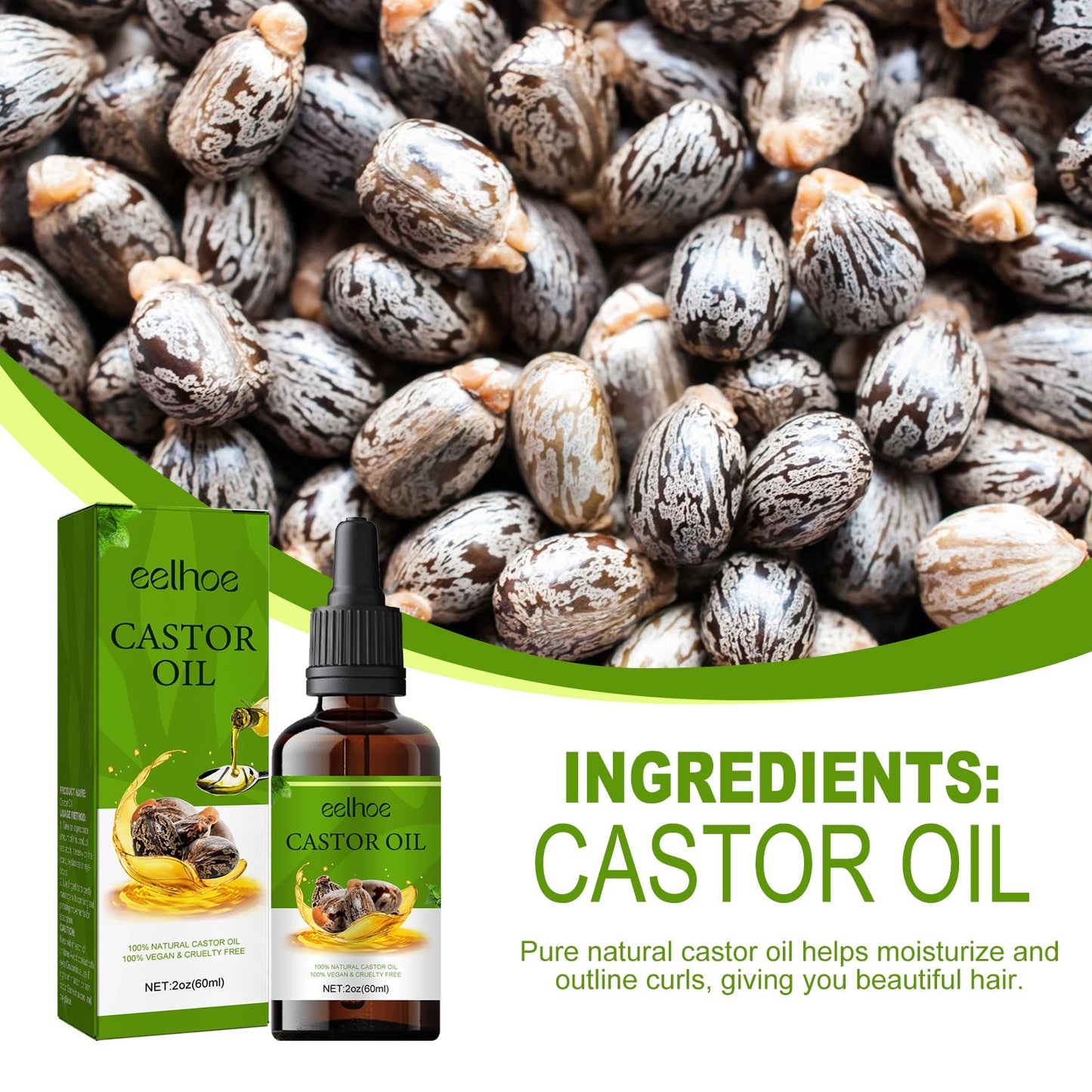 Aceite de Ricino Orgánico para el Cuidado y Humectación del Cabello