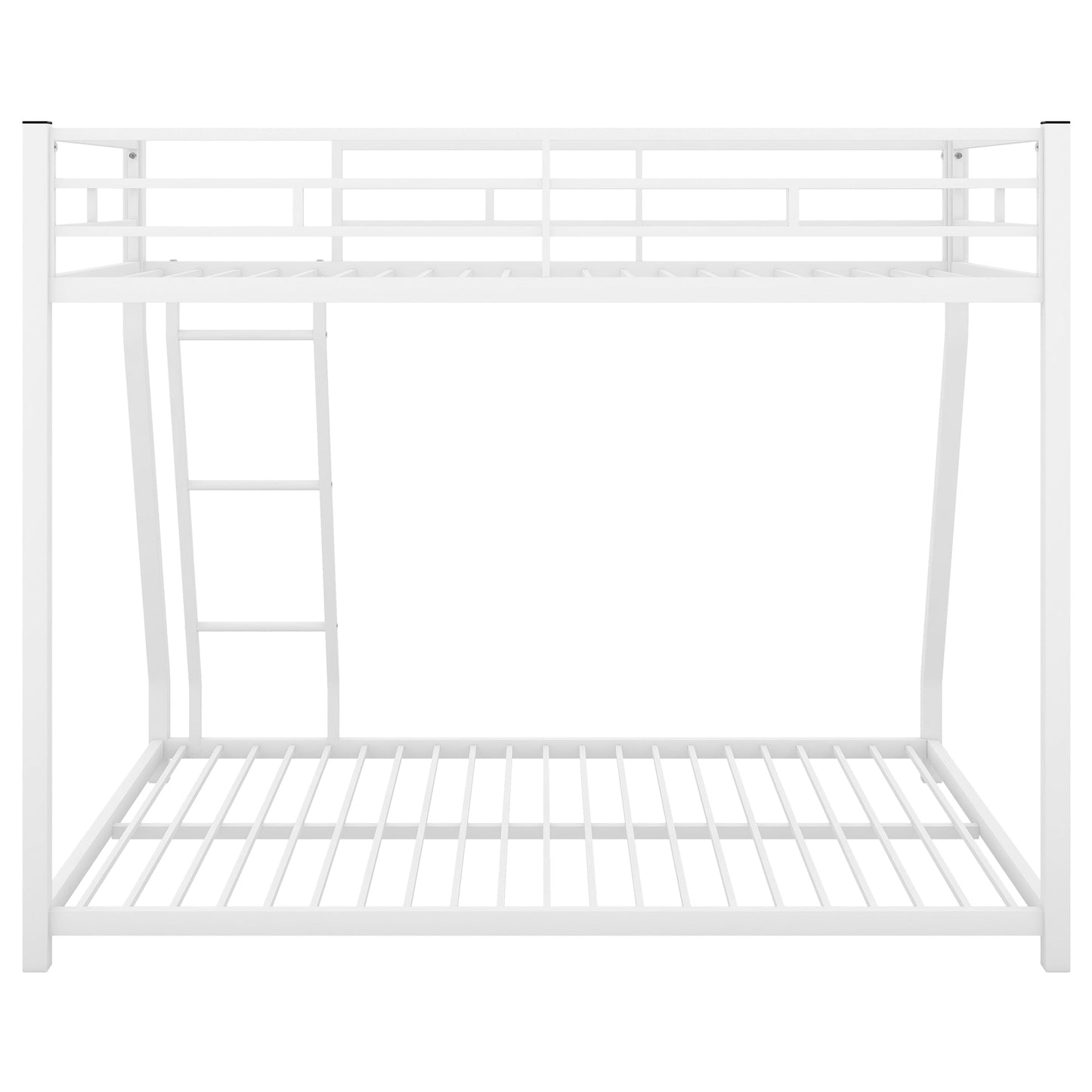 Premium Metal Floor Bunk Bed - Twin over Full in White