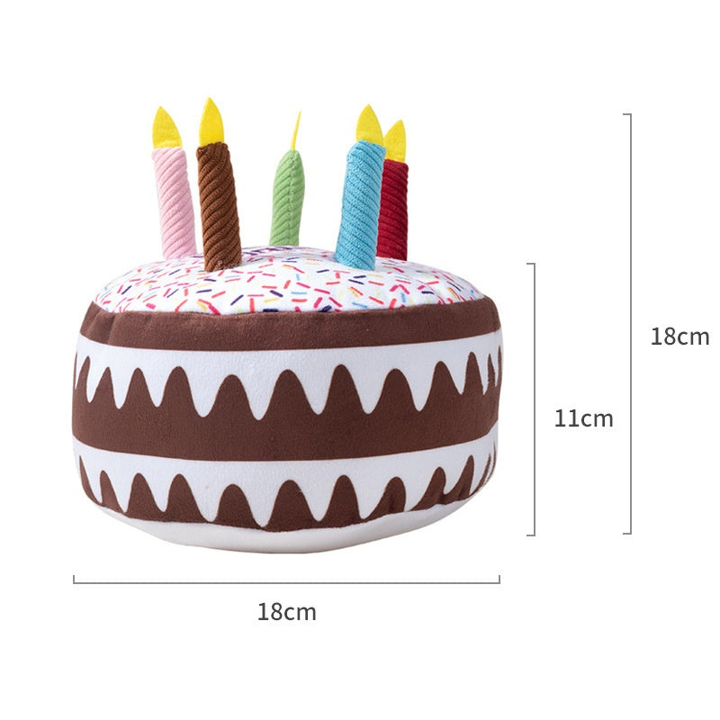Pet Toy Birthday Cake Celebration Play Doll for Dogs with Sound and Chew Function Small Cake - Korvel