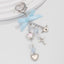 Little Fresh Love Bow Ribbon Keychain Sweet Wind Imitation Pearl Alloy Pendant - Korvel