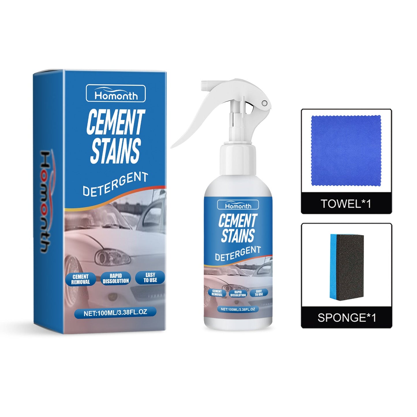 Cement Stains Detergent, Car Paint Concrete Spot Removal Stubborn Mud Cleaning - Korvel