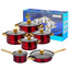 12-Piece Wine Red Non-Stick Stainless Steel Soup Pot Set