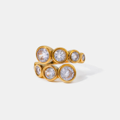 Bague Bypass en Acier Inoxydable avec Zircon Incrusté