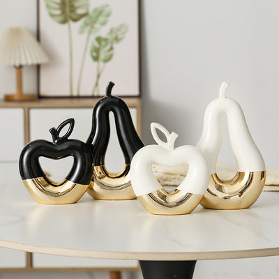 Modern Minimalist Gilded Apple Pear Creative Wine Cabinet Decorative Piece Luxury Home Living Room Entrance Ceramic Craft - Korvel