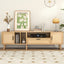 Vine TV stand with 2 cabinets and 2 open shelves, suitable for TVs under 80 inches, with solid wood legs for TV cabinets - Korvel