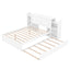 Full Size Storage Platform Bed with Pull Out Shelves and Twin Size Trundle, White - Korvel