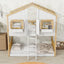Twin over Twin House Bunk Bed with Roof , Window, Window Box, Door , with Safety Guardrails and Ladder, Natural/White - Korvel