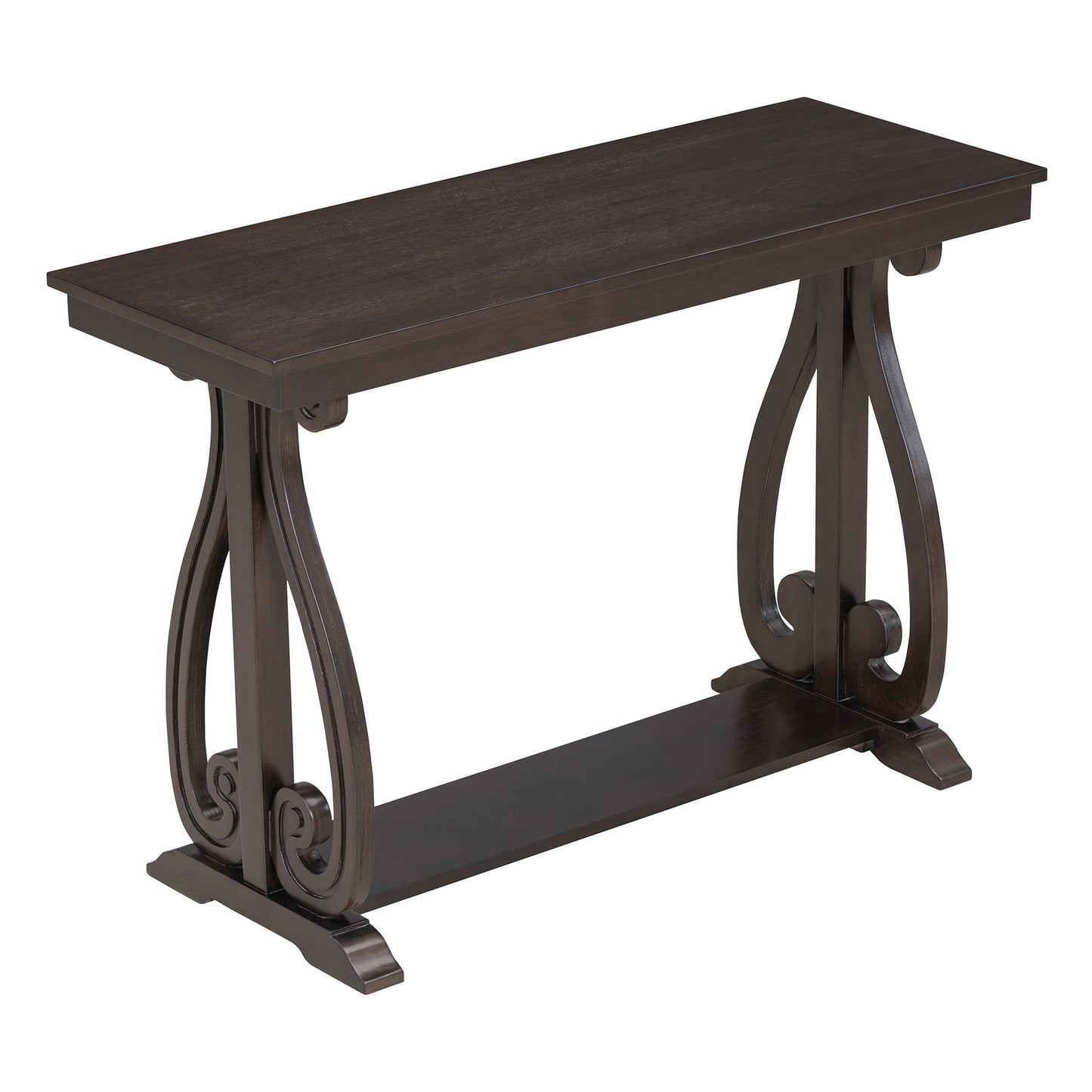 48-Inch Rustic Vintage Console Table --- Farmhouse Style Entryway Table with Open Shelf and Sturdy Construction  (Espresso) - Korvel