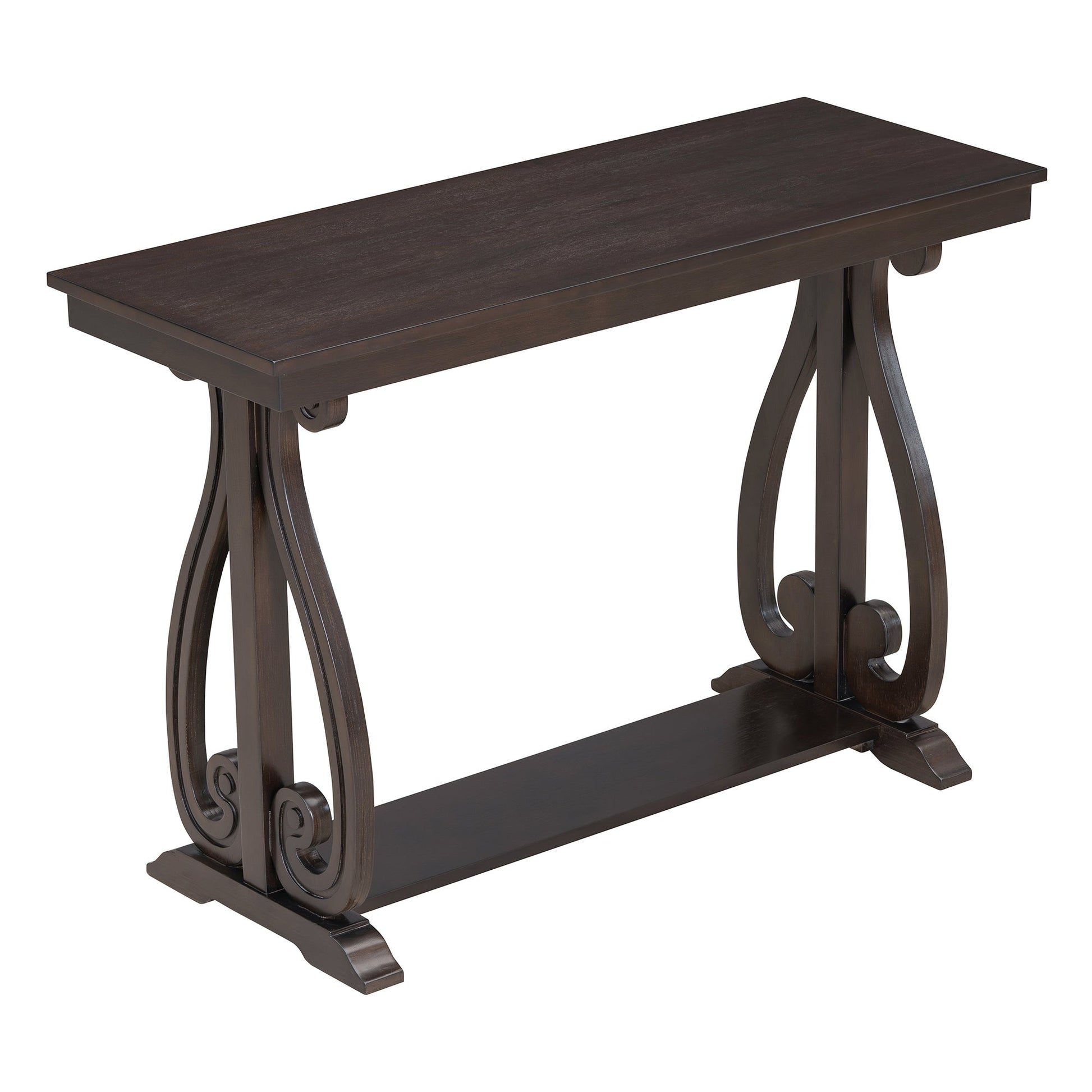 48-Inch Rustic Vintage Console Table --- Farmhouse Style Entryway Table with Open Shelf and Sturdy Construction  (Espresso) - Korvel