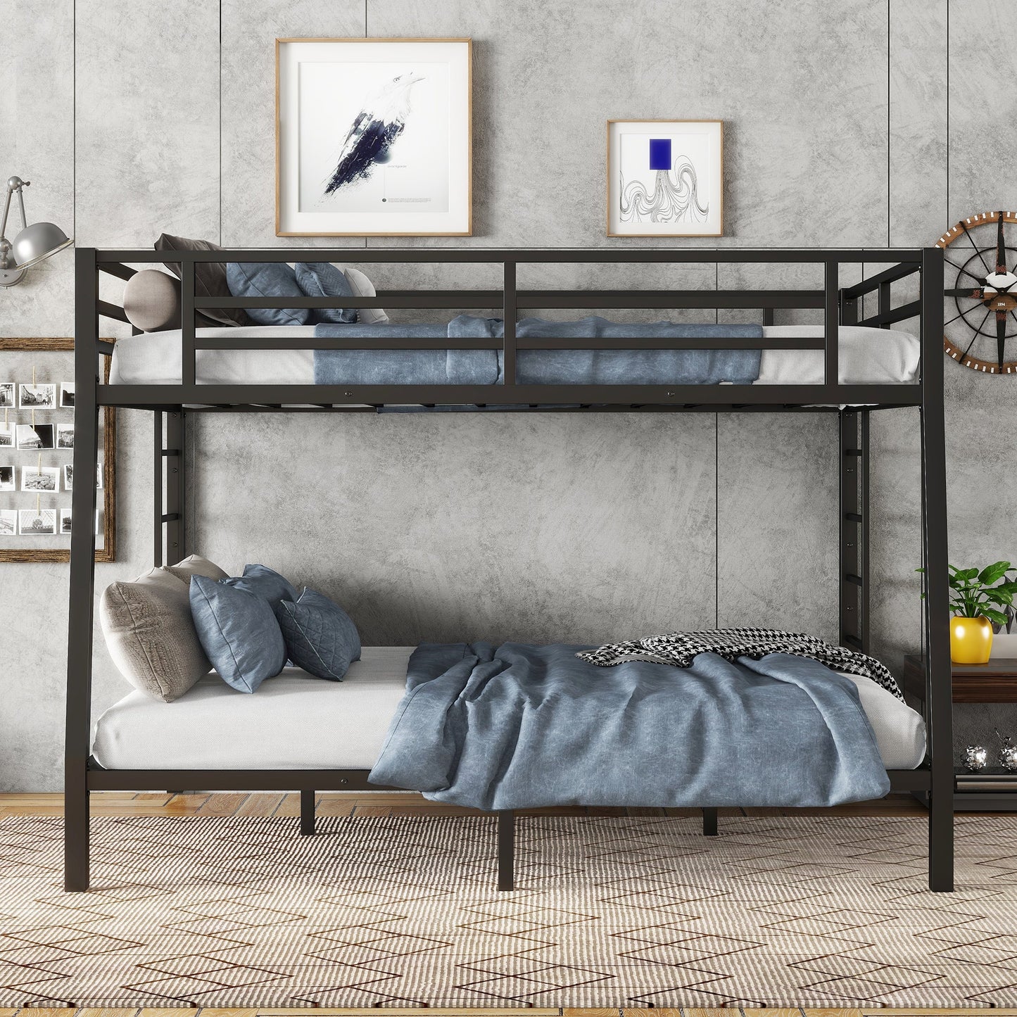 Metal Full XL over Queen Bunk Bed - Space-Saving Design