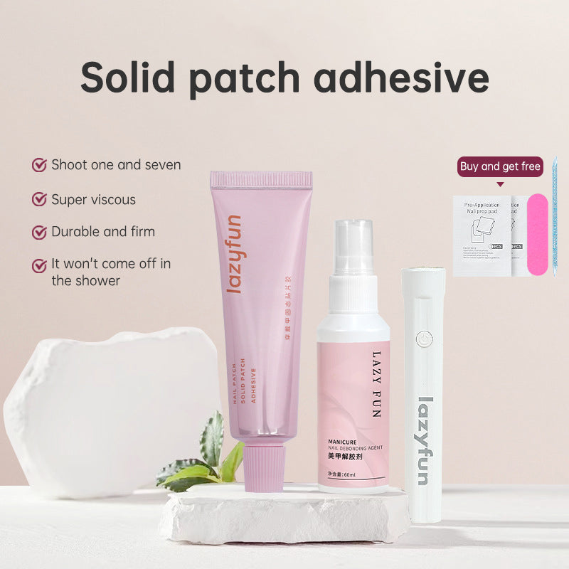 LAZYFUN Solid Patch Glue - High Capacity, Ultra Strong Adhesion, Long-lasting, Safe for Natural Nails, Easy to Remove - Korvel
