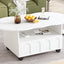 ON-TRANS flexible cream style coffee table with 2 brake wheels, drawers, large storage space, white, 39.37 '' x 23.6 '' - Korvel