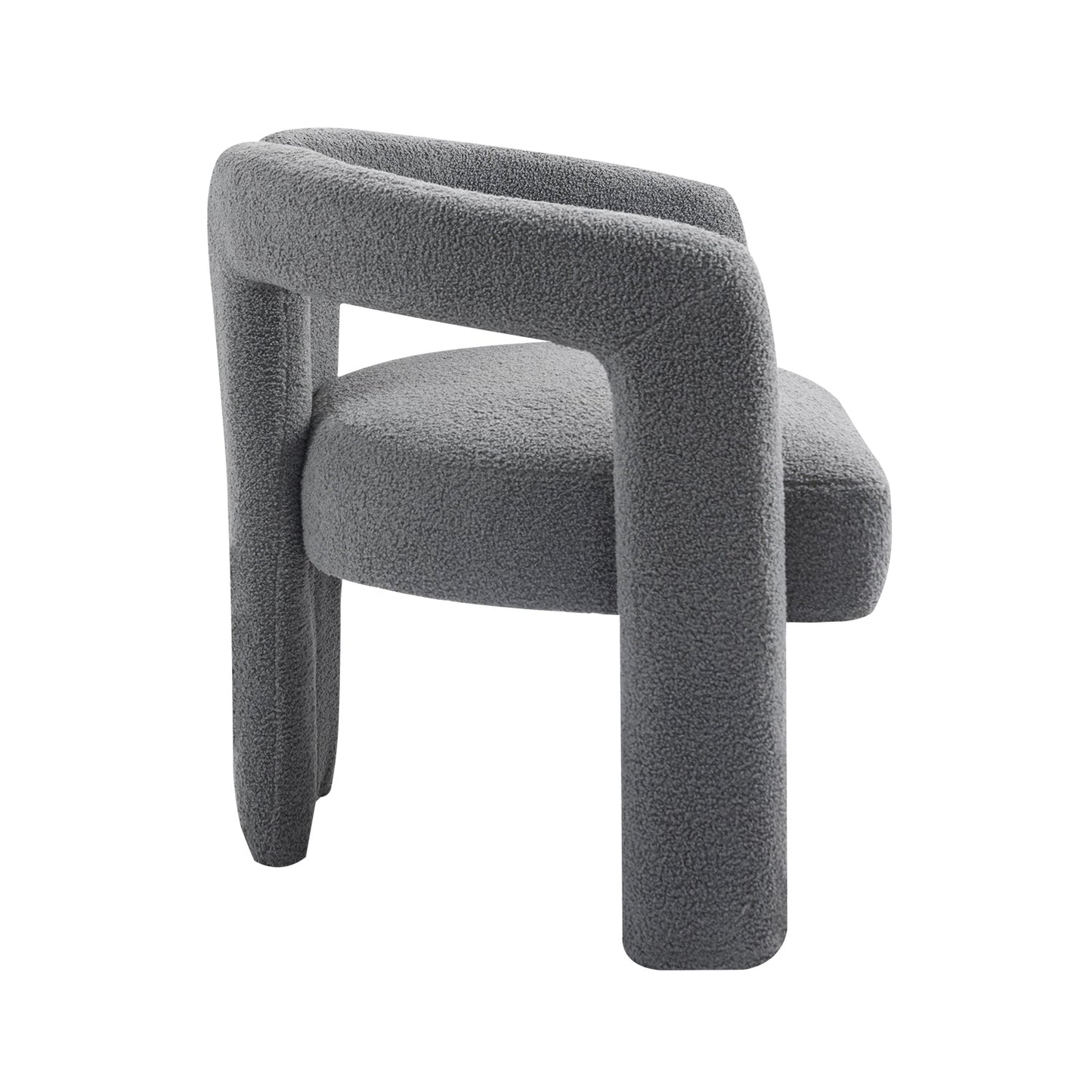 Teddy fabric modern design dining chair,open-Back ,modren kitchen armchair for Dinging Room(GREY) - Korvel