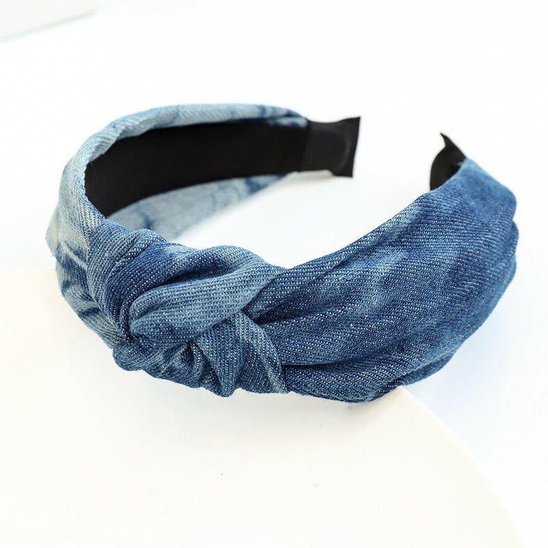 Bandeau en tissu denim noué à la mode pour filles