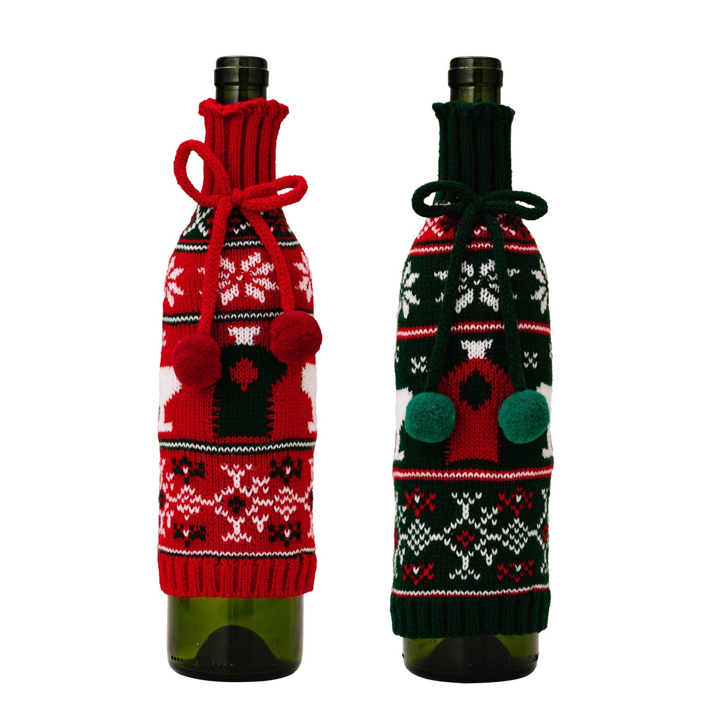 Housses de bouteille de vin tricotées festives et décorations de vacances