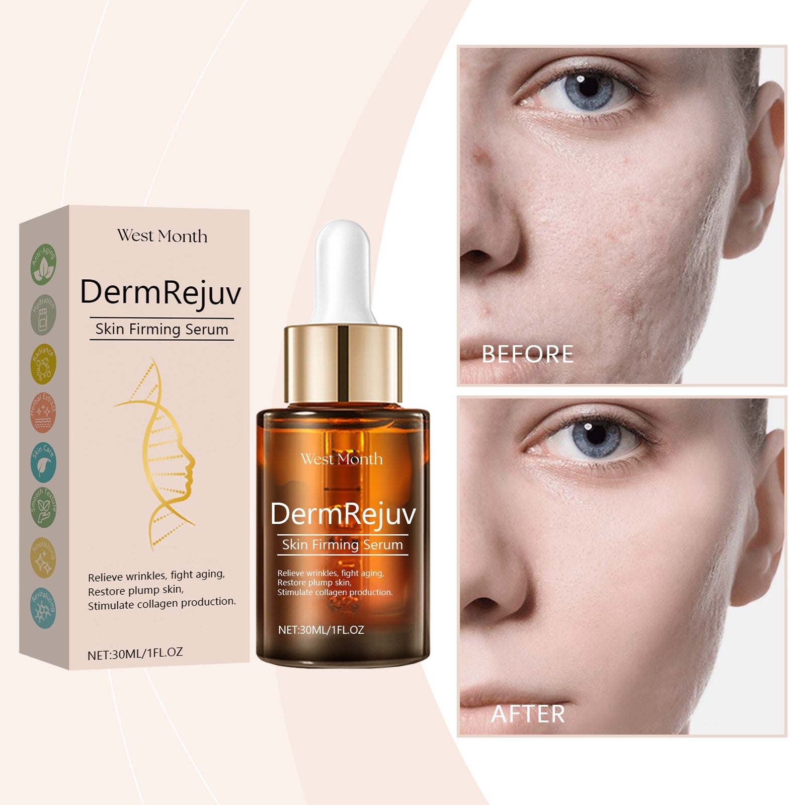 Firming Skin Essence, Brightening, Moisturizing And Smoothing Skin Line Firming Treatment Essence - Korvel