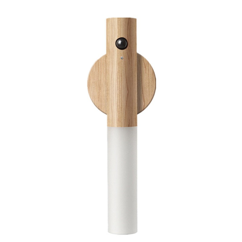 Wood Wireless USB LED Night Light Wall Lamp Rechargeable Sensor Motion Night Light - Korvel
