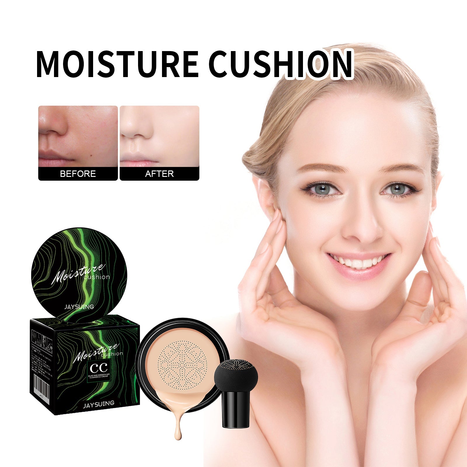 Mushroom Head Air Cushion, Concealer Natural Moisturizing, Brightening And Long-lasting Foundation - Korvel