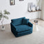 Comfy Deep Single Seat Sofa Upholstered Reading Armchair Living Room Chair Blue Chenille Fabric , 1 Toss Pillow - Korvel