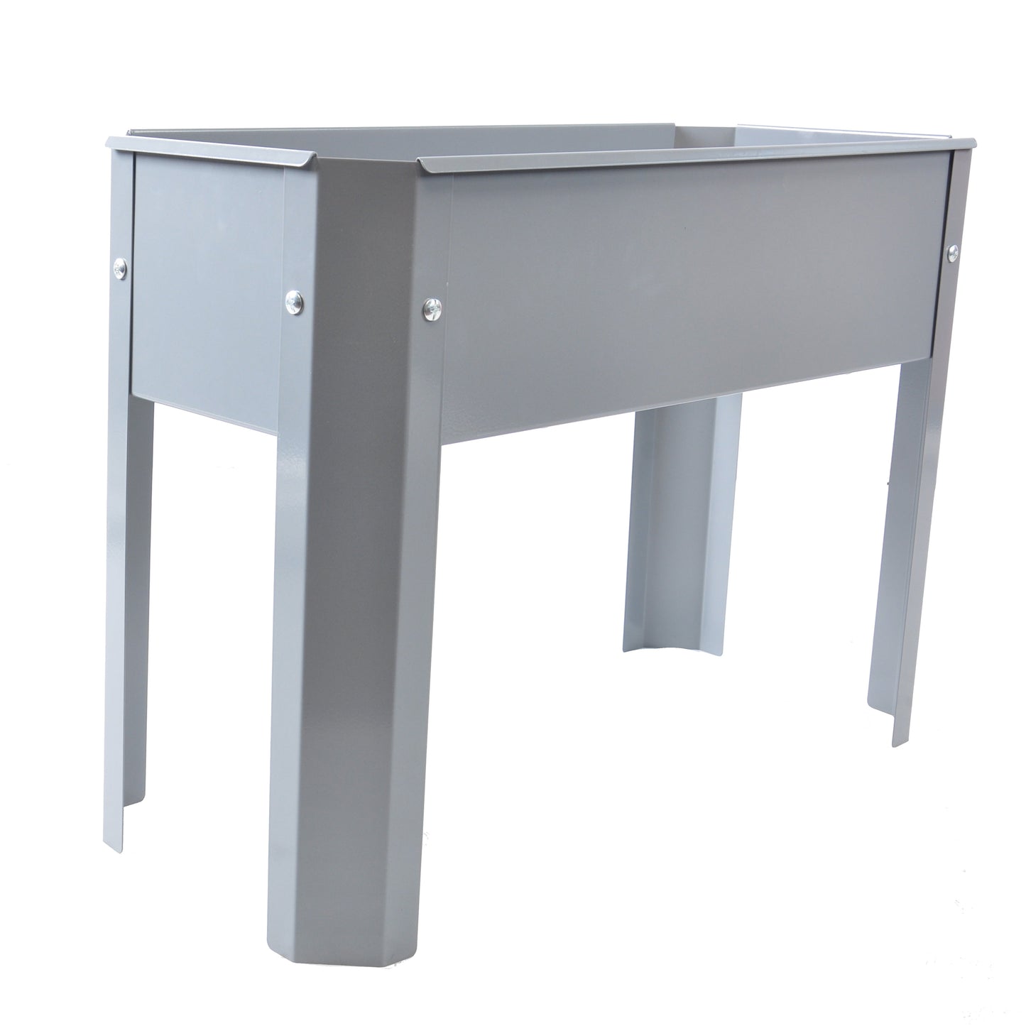 Elevated garden bed, metal elevated outdoor flowerpot box, suitable for backyard and terrace, large flowerpot Grey + Steel - Korvel