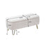 Ivory White Storage Ottoman Bench with Gold Legs