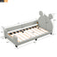 Twin Size Upholstered Daybed with Carton Ears Shaped Headboard  Grey - Korvel