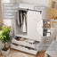 Tall Bedroom Armoire Wardrobe Closet Clothing Storage Cabinet with Hanging Rod Barn Door Drawers Open Shelves,White - Korvel