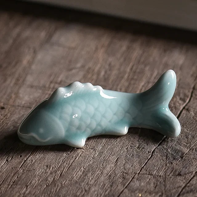 Celadon Koi Pen Holder Multi functional Small Pen Stand Creative Small Pen Stop Pen Mountain Student Desktop Exquisite Ornament - Korvel