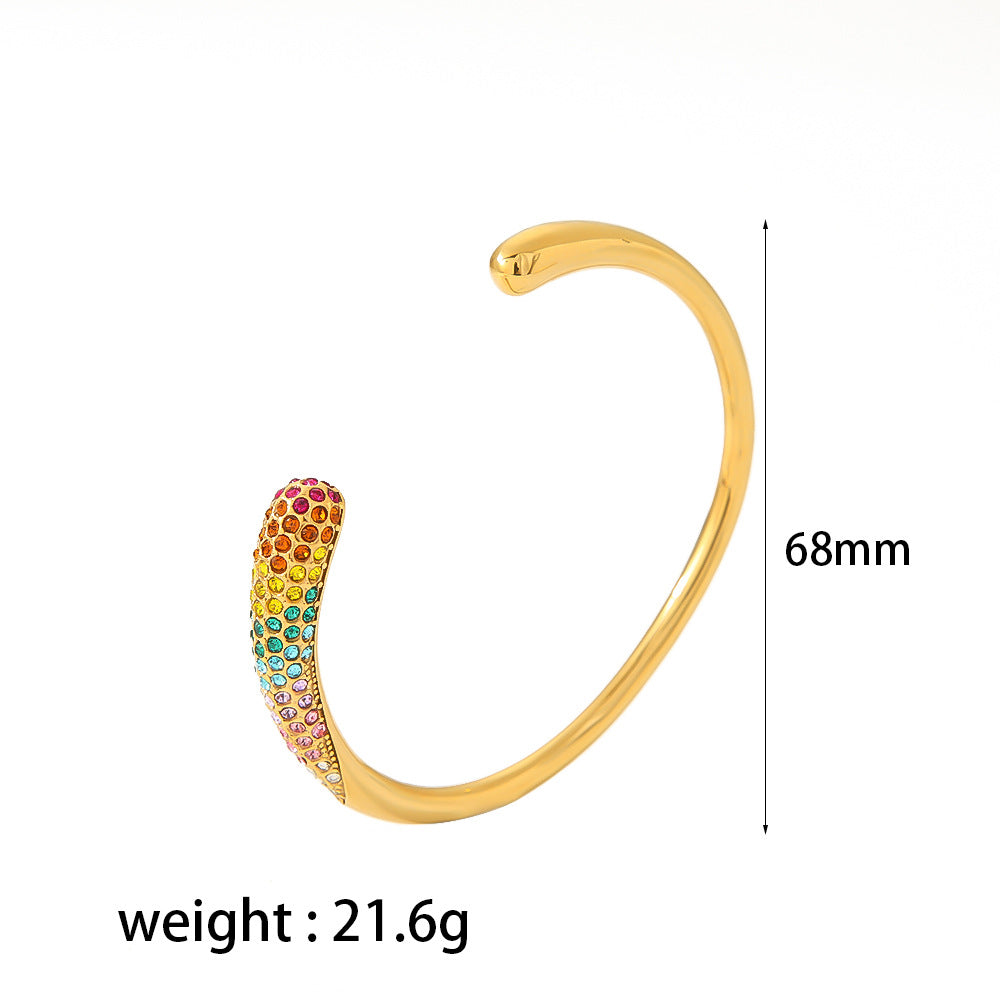 Colorful zirconium full diamond high-end fashion stainless steel casting bracelet bracelet bracelet accessories - Korvel