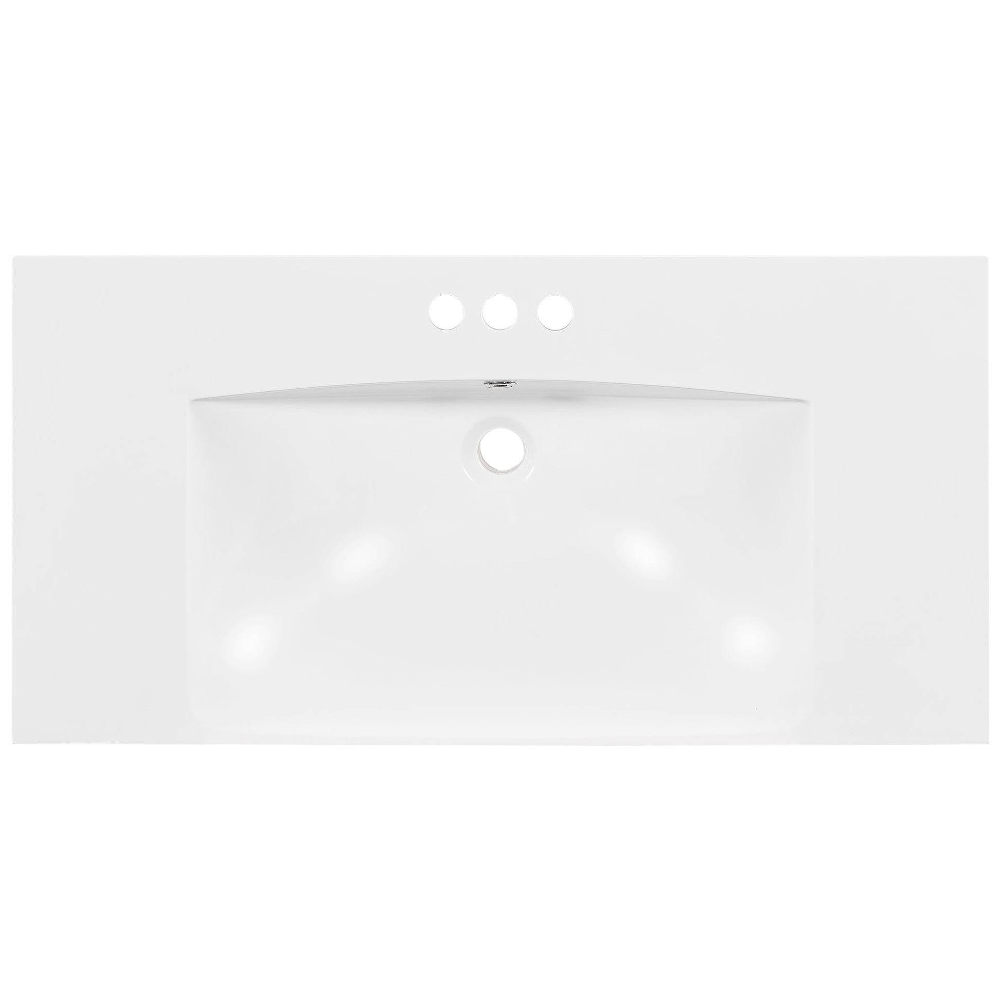 36" Single Bathroom Basin Sink, Vanity Top Only, 3-Faucet Holes, Resin - Korvel