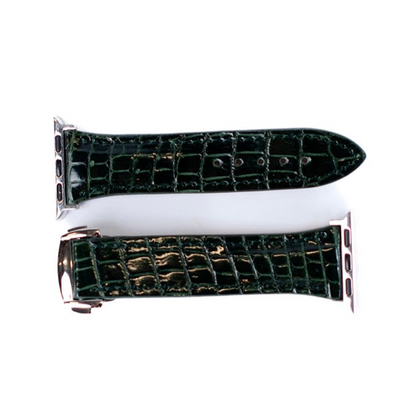 Bracelet Apple Watch en Cuir Émaillé Vert Foncé