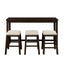 TOPMAX 4 Pieces Counter Height Table with Fabric Padded Stools, Rustic Bar Dining Set with Socket, Brown - Korvel