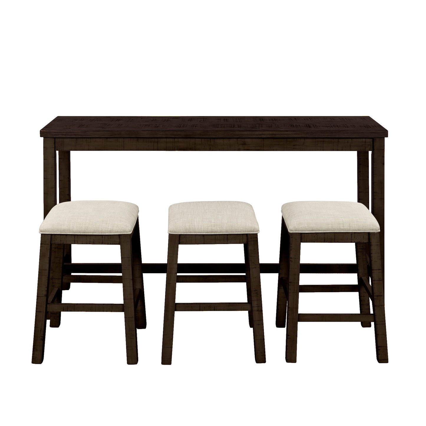 TOPMAX 4 Pieces Counter Height Table with Fabric Padded Stools, Rustic Bar Dining Set with Socket, Brown - Korvel